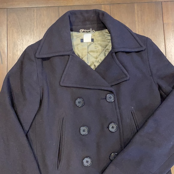 J Crew thinsulate lined, wool, navy pea coat xs - Picture 2 of 7